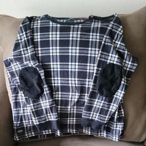 Lauren Ralph Lauren Navy and White Plaid Top